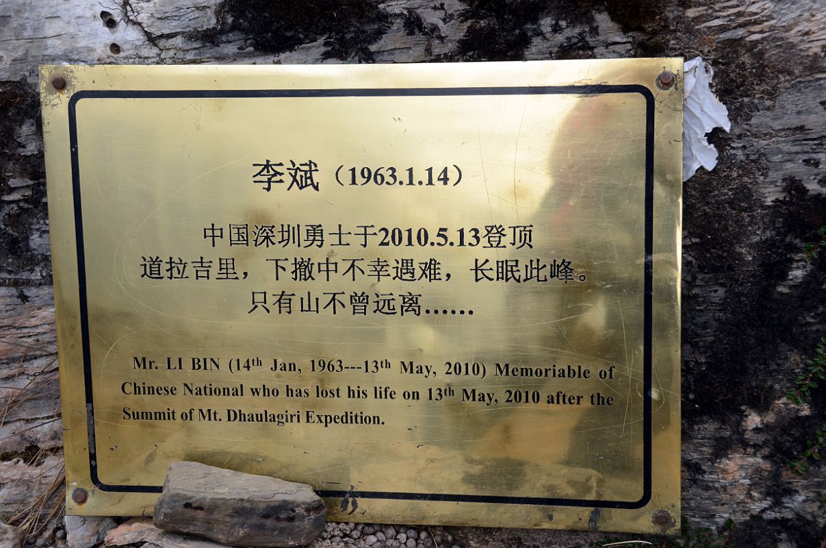 24 Memorial To Li Bin At Italy Base Camp 3625m Around Dhaulagiri 